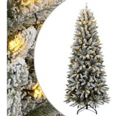 Juletrær vidaXL Artificial 150 Leds Flocked Snow Christmas Tree 150cm