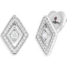 Donna - Oro Bianco Orecchini Roberto Coin 18K White Gold Diamante Diamond Frame Stud Earrings White