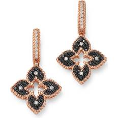 Oro Rosa Pendientes Roberto Coin 18K Rose Gold Venetian Princess Black & White Diamond Drop Earrings Black/Rose Gold