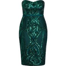 City Chic Sequin Sofia Dress Plus Size - Emerald