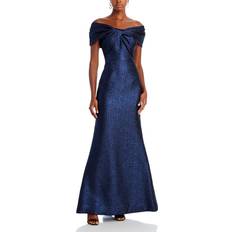 Oui Robes Off-the-Shoulder Twist Gown - Sapphire