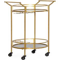 Linon Round Gold Bar Cart One Size Trolley Table