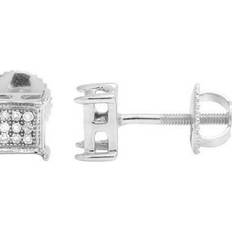 Unisex - White Gold Earrings Jewelry Unlimited Inc, Unisex 10K White Gold Diamond 5MM Square Stud Earrings 0.10 Ct