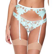 Polyester Lingerie Accessories Fleur Du Mal Lily Embroidered Garter Belt - Spearmint