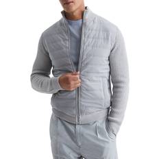 Reiss Jackets Reiss Trainer Mixed Media Zip Jacket - Soft Gray
