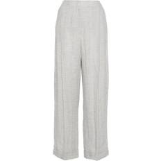 Emporio Armani Dam Byxor Emporio Armani Linneblandade Byxor Med Veckdetaljer - Grå