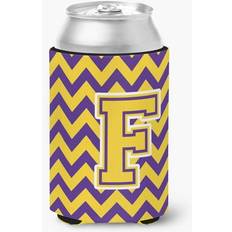 Gold Bottle Coolers Letter F Chevron Purple and Gold Can 0.25 x 4 x 5.5 in Bottle Cooler