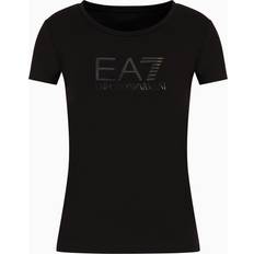 EA7 Women Tops EA7 Shiny Cotton Crew-Neck T-Shirt