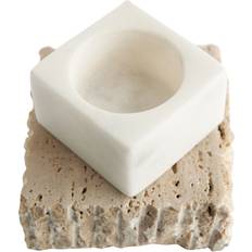 Marble Candle Holders Decorative Marble and Travertine 3.25 x 3.25 x 2.5 in White Candle Holder