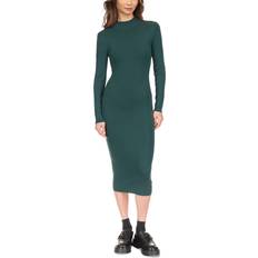 Michael Kors Stretch Wool Blend Mock Neck Dress - Green