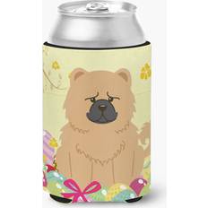 Beige Bottle Coolers Caroline's Treasures Easter Eggs Chow Cream Can or Hugger Bottle Cooler