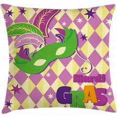 Pillows Mardi Gras Stars Graphic Mask 18.0 H x 18.0 W x 2.0 D Cushion Cover