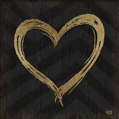 Gold Posters Chevron Sentiments Gold Heart Trio II Print 12 x 12 Poster 12x12"