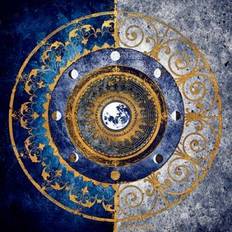 Gold Posters Gold And Sapphire Moon Dial I Print 12 x 12 Poster 12x12"