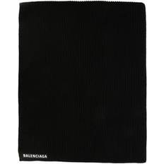 Balenciaga Scarfs Balenciaga Black Logo Wool Scarf - Black