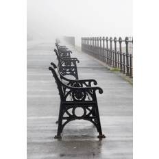 Posters Redcar North Yorkshire England Row of Benches Overlooking the Beach & Sea Poster