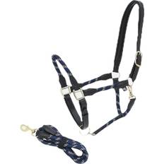 Azul Cabestros para caballos Round Leather Halter & Leadrope Blue, Unisex, Udstyr, ridesport, Hestesport, Blå Cob