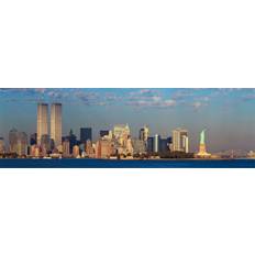 Posters Panoramic Sunset View World Trade Towers Statue of Liberty Brooklyn Bridge Print Poster