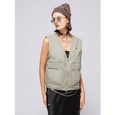 Mujer - Verde Chalecos Essential Woven Loose Cargo Vest - Apparel Grau