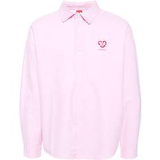 Pink - Unisex Shirts Ground Zero Logo Print Cotton Shirt - Pink