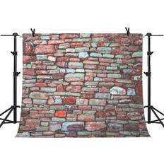 Conbicy JDQZM, 7x5Ft Retro Brick Wall Backdrop Grass Red Theme Background Youtube Photo Video Studio Photography