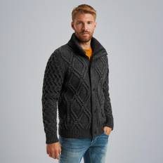 Grey - Man Cardigans PME Legend Heavy Knit Cardigan - Wool Mix Anthracite Grey