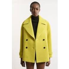Karen Millen M Coats Karen Millen Petite Textured Wool Blend Pea Coat - Lime