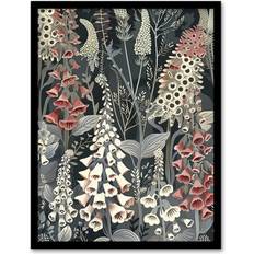 Blue Framed Art ARTERY8 Dark Foxglove Forest Flowers Artwork Print W12 inch x H16 inch Framed Art