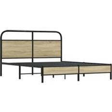 160cm - Stål Sängramar vidaXL Utan Madrass Sonoma-Ek 160x200 cm Sängram