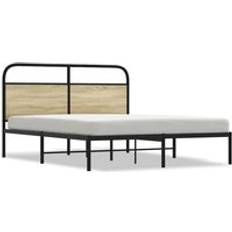 160cm - Stål Sängramar vidaXL utan madrass Sonoma-ek 160x200 cm Konstruerad Trä Sängram