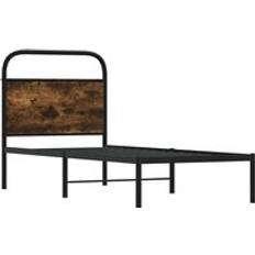 Stål Sängramar vidaXL Utan Madrass Rökfärgad Ek 80x200 cm Sängram