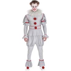 Party City Pennywise Costume for Adults, It Chapter Two Horror Costume Includes Jumpsuit, Mesh Collar, & Pom Pom Accessories for Shoes Costumes for Halloween, Birthday Parties, & Themed Events