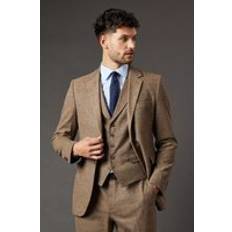Burton Tweed Look Tailored Fit Suit Jacket - Neutral