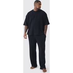 Plus Supersoft Rib Oversized T-Shirt Set - Black