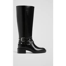 Stradivarius Flat Double Buckle Boots - Black