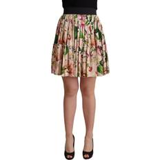 Dolce & Gabbana Short Skirts Dolce & Gabbana Elegant Floral Silk High Waist Mini Skirt Pink