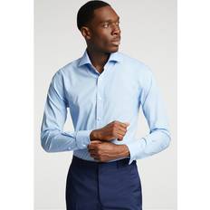 Limehaus Slim Fit Poplin Double Cuff Shirt - Blue