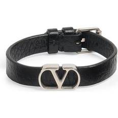Valentino Garavani Men's VLogo Signature Grainy Calfskin Bracelet Black