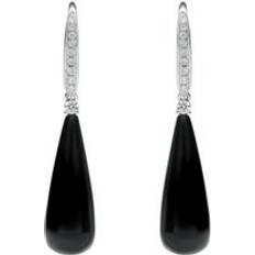 Oro Bianco Orecchini C. W. Sellors Whitby Jet and Diamond Drop Earrings - White Gold