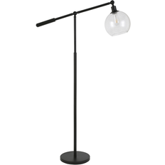 Homeroots Black Reading 61" with Clear Seeded Glass Globe Shade Floor Lamp