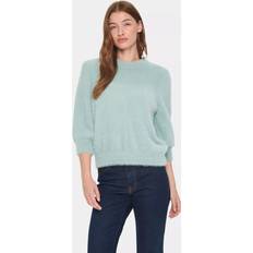 Fluffy Jumper 3/4 Sleeves Pullover - Blue
