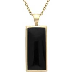 Oro Collane C. W. Sellors Whitby Jet Medium Oblong Necklace - Yellow Gold