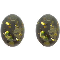 Green Earrings C. W. Sellors Pebble Stud Earrings - Silver/Green Amber