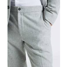 Grey - Suit Trousers River Island Wool Slim Fit Suit Trousers - Grey