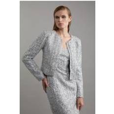 Sequins Outerwear Karen Millen Sequin Boucle Tailored Jacket - Silver