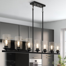 Breakwater Bay 7-Light Large Linear Kitchen Island 8.2 H x 53.1 W Pendant Lamp