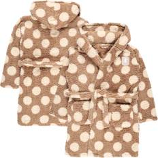 Polyester Pyjamas Polka Dot Fleece Hooded Robe - Beige