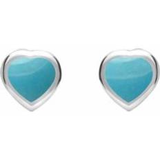 Argento - Uomo Orecchini C. W. Sellors Sterling Silver Turquoise Heart Stud Earrings - Silver