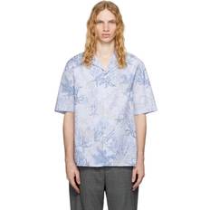 Versace Herr Skjortor Versace Blue Barocco Sea Striped Shirt - Cocrete/Dusty
