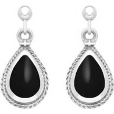 Jewellery C. W. Sellors Whitby Jet Pear Shaped Drop Earrings - Silver